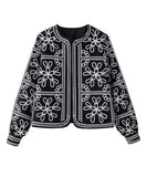 Relaxed Round Neck Printed Casual Jacket For Small Size