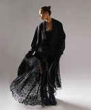 High Waisted Netted Lace Sheer Mid Length Skirt for Women