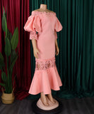 One-Shoulder Lace Fishtail Dress Elegant Charm Evening Gown