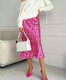 Fashionable Fish-Tail Printed Half Skirt for Women in Deep Pink and Light Pink