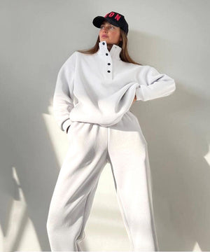 Modern Elegance: Two-Piece Stand Neck Suit Set