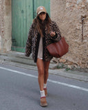 Relaxed Leopard Print Long Sleeve Coat For Women Casual