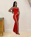 Classic Rhinestone Embellished Dress For Evening Occasions