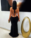 Off-The-Shoulder Fish-Tail Slit Dress With Cutout Design Sleek Evening Silhouette