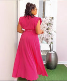 Two Piece Solid Color Sleeveless Dress And Skirt Set Slit