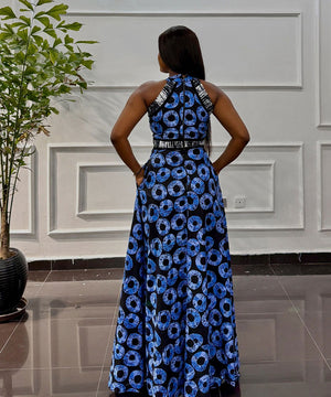 Printed Waist Slit A-Line Dress for Elegant Summer Looks