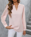 Ladies Blended Chiffon Long Sleeve Solid Color Blouse