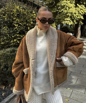 Classic Relaxed Coat With Turned-Down Collar For Winter