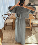 Puff Sleeve Summer Shirt Set with Stylish Half-Length Skirt