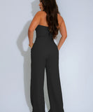 High Waisted Bandeau Sleeveless One Piece Pants for Women