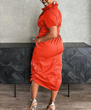 Multi-pocket Cargo Drawstring Pocket Dress for Casual Style