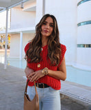 Classic Pocketless Short Sleeve Cardigan Casual Jacket