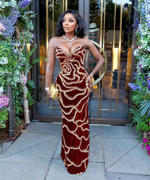 Alluring Sexy V-neck Strapless Dress for Glamorous Nights