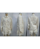 Lace Cutout Casual Long Sleeve Set in White Black Green Apricot