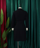 High Waisted Fashionable Pleated Patchwork Mid Length Suit Dress