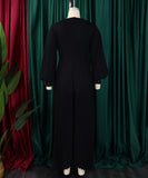 Long-Sleeved Beaded Sexy Wide-Leg Pleated Jumpsuit Glam