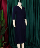 Tailored Blazer Style Dress with Pleated Front and Wide Waist Large