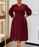 Plus Size Solid Color A-Line Dress for Effortless Style