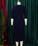 Tailored Blazer Style Dress with Pleated Front and Wide Waist Large