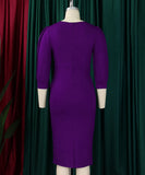 Fashionable Solid Color Round Neck Figure Hugging Dress
