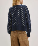 Relaxed Loose Fit Round Neck Sweater With Butterfly Trim