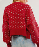 Relaxed Loose Fit Round Neck Sweater With Butterfly Trim