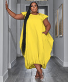 Plus-Size Loose Dress Double-Pocket Relaxed Fit Casual