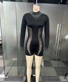 Iron Drill See-through Stretch Slim-fit Jumpsuit for Modern Style