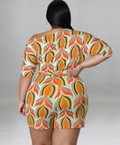 Stylish Printed One-Piece Waistband With Sloping Shoulders Design