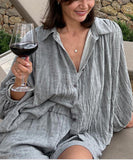 Relaxed Slim-Fit Womens Shirt And Shorts Set For Daywear