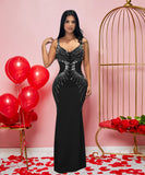 Stunning Sexy Halter V-Neck Dress With Drill And Hip Wrap