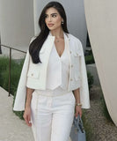 Fashionable Button Embellished Short Blazer Polyester