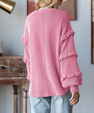 Lantern Style Dress With Lace Sleeves And Hooded Top