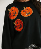 Halloween Pumpkin Sequin Sweatshirt for Women Loose Top