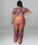 Elegant Diagonal Shoulder Ethnic Style Printed Jumpsuit Joy