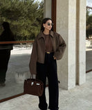 Pure Color Wide Zip Wool Coat With Classic Fit Beige