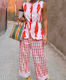 Relaxed Fit Printed T Shirt And Shorts Set For Women