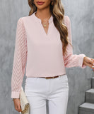 Ladies Blended Chiffon Long Sleeve Solid Color Blouse