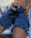 Loose Fit Colorful Star Patchwork Denim Mid-Length Pants