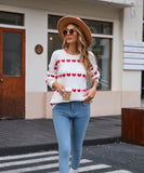 Classic Women Heart Pattern Knit Sweater Trendy Pullover