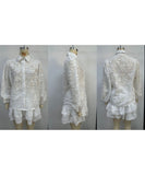 Lace Cutout Casual Long Sleeve Two Piece Polyester Set