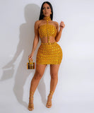 Chic Strapless Top with Hip Skirt and Neck Detail for Style in Vibrant Colors
