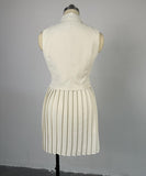 Fashionable Lapel Irregular Top and Pleated Skirt Casual Set