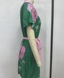 Casual Women's Printed Strapless Dress in Blue and Green