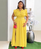 Two Piece Solid Color Sleeveless Dress And Skirt Set Slit