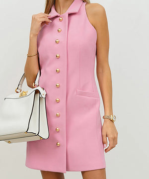 Chic Solid Color Lapel Dress for Effortless Elegance