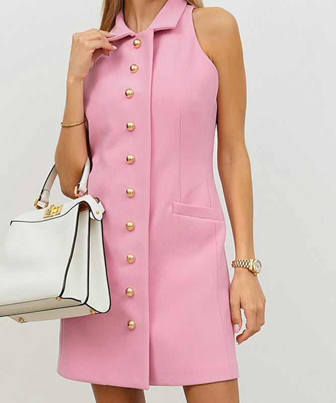 Chic Solid Color Lapel Dress for Effortless Elegance