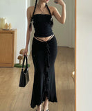 Low Waist Pleated Leaf Edge Half Length Skirt for Women