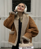 Classic Relaxed Coat With Turned-Down Collar For Winter