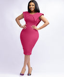 Sleeveless Square Neck Back Zipper Split Dress Rose